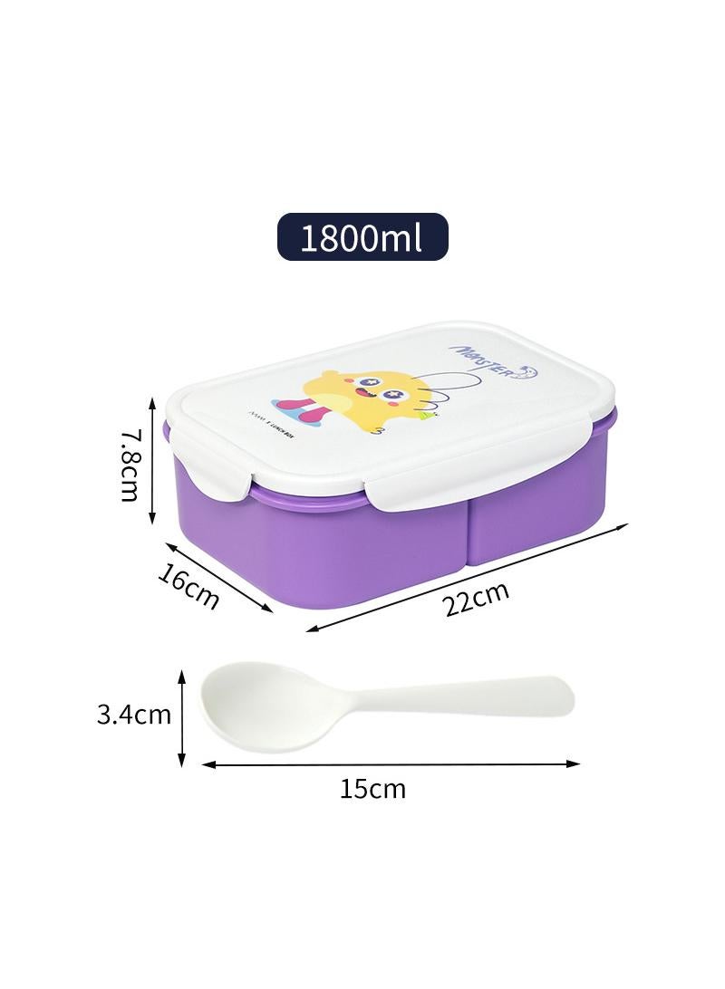 Monster Lunch box 3 compartments with spoon 1800ML purple white - Image 1