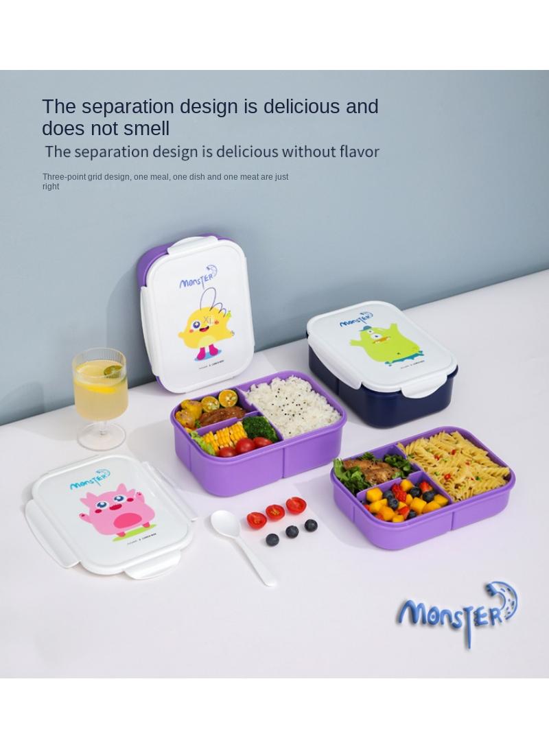 Monster Lunch box 3 compartments with spoon 1800ML purple white - Image 2