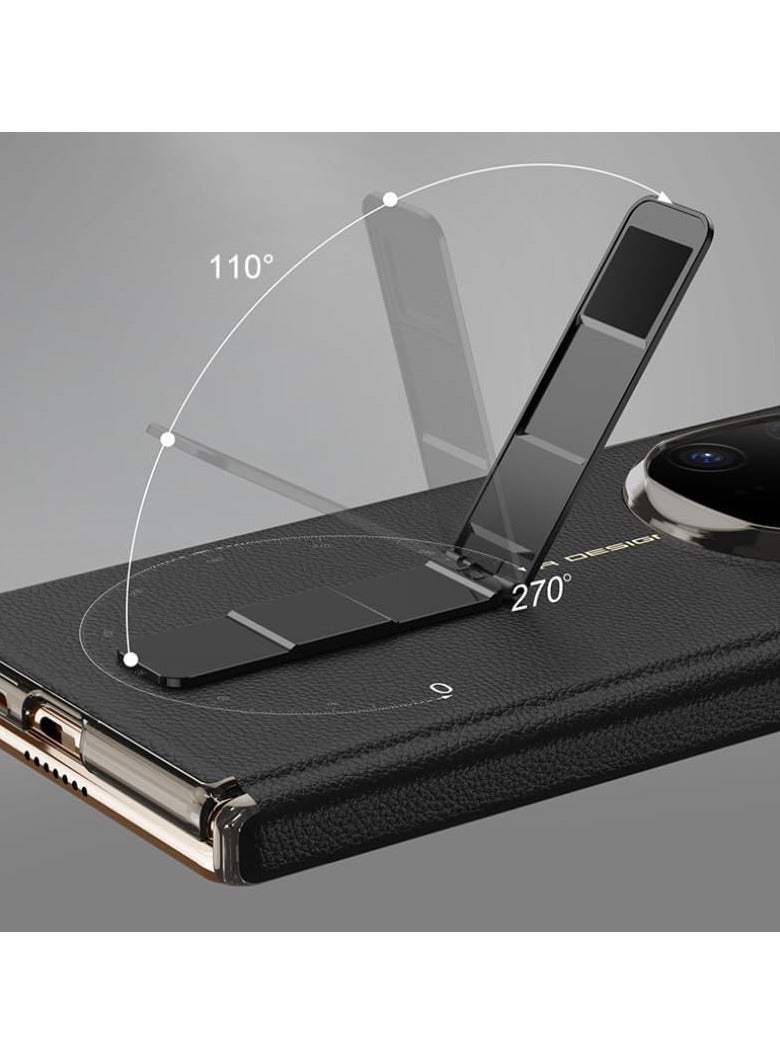 The shell is compatible with Huawei Mate X6 shell, luxurious leather shell, 270° rotating metal bracket, all-inclusive hinge protection against fall and shock protection rear cover  - Image 2