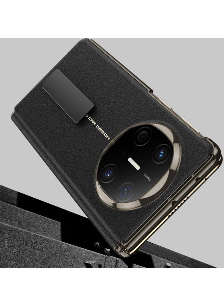 The shell is compatible with Huawei Mate X6 shell, luxurious leather shell, 270° rotating metal bracket, all-inclusive hinge protection against fall and shock protection rear cover  - Image 3