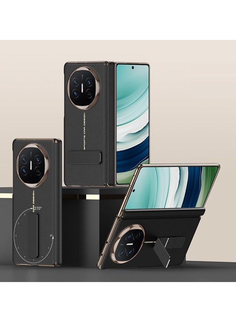 The shell is compatible with Huawei Mate X6 shell, luxurious leather shell, 270° rotating metal bracket, all-inclusive hinge protection against fall and shock protection rear cover  - Image 1