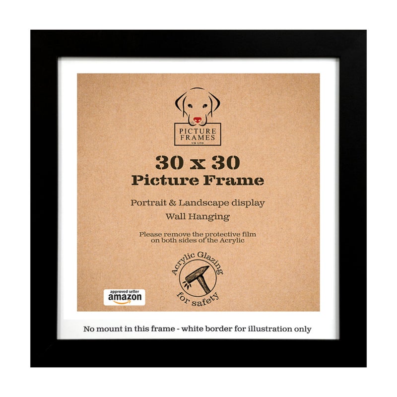 30x30 cm Black Picture Frame  Modern Square Frame for Art Photos  Certificates Ideal for Home or Office Display