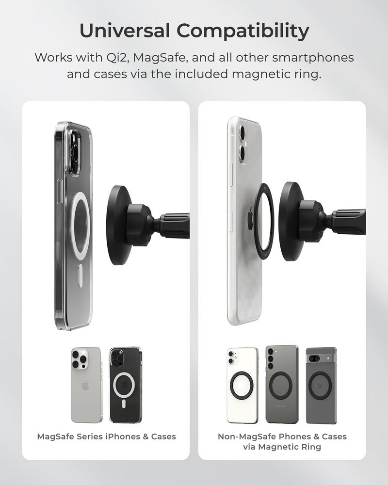 iOttie iTap 3 Magnetic Air Vent Car Mount Phone Holder with Magnetic Ring Adapter. Compatible with iPhone, Samsung Galaxy, Google Pixel, Huawei, LG, and All Qi Compatible Smartphones - Image 4