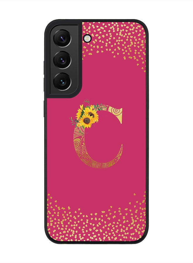 Stylizedd Rugged Black edge case for Samsung Galaxy S21 5G, Soft Flexible Phone case Custom Monogram Initial Letter Mandala Floral Pattern Alphabet- C (Dark Pink Rose) - Image 1