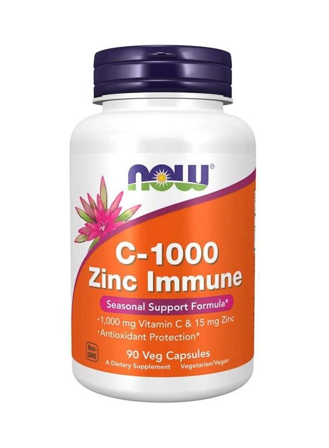 Now Foods فيتامين C-1000 الزنك المناعي، 90 كبسولة نباتية