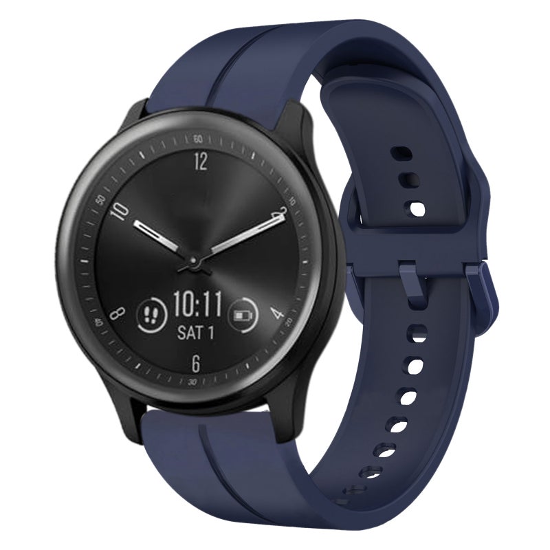 S-TOP For Garmin Vivomove Sport 20mm Loop Silicone Watch Band(Navy Blue) - Image 1
