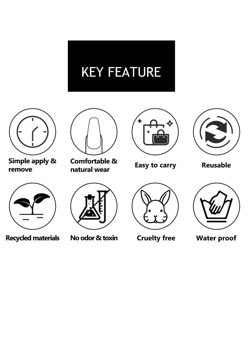 Artist Design/Pink and Blue Gradient Checker (Handmade)/Press On nails/Luxury Hand Painted/Long Coffin/10 PCS/L Size - Image 5