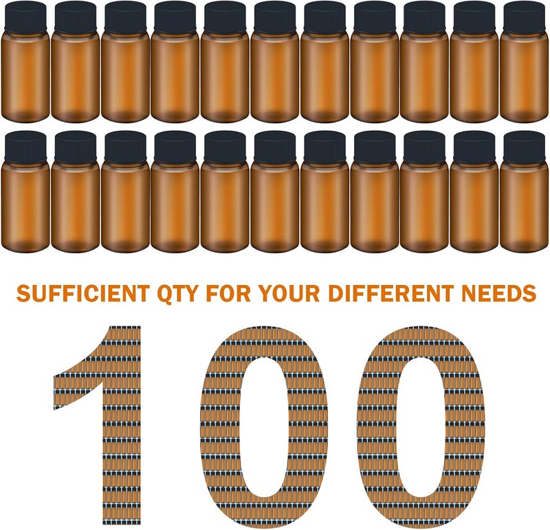 LVDALAB 100Pcs 0.1Oz/3ml Brown Glass Vials with Screw Cap, Glass Sample Vial with PE Stopper, Leak-Proof Small Glass Bottles Containers Essential Oil Bottles for Storage Liquid and Lab Use - Image 4