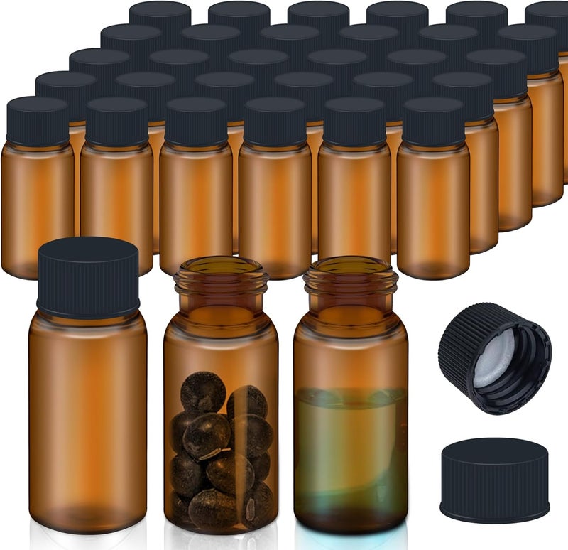LVDALAB 100Pcs 0.1Oz/3ml Brown Glass Vials with Screw Cap, Glass Sample Vial with PE Stopper, Leak-Proof Small Glass Bottles Containers Essential Oil Bottles for Storage Liquid and Lab Use - Image 1