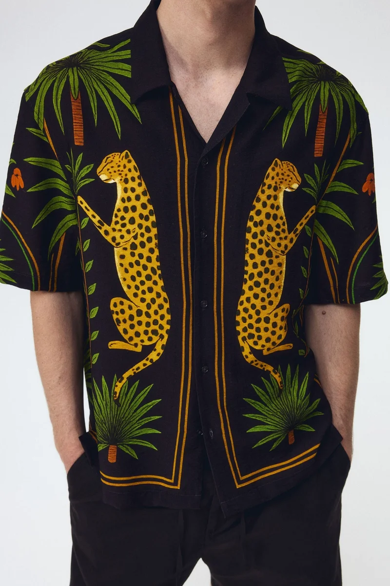H&M  Relaxed Fit Printed resort shirt for Men | Best Price UAE