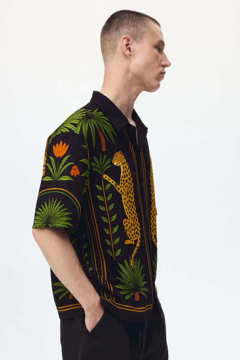 H&M  Relaxed Fit Printed resort shirt for Men | Best Price UAE