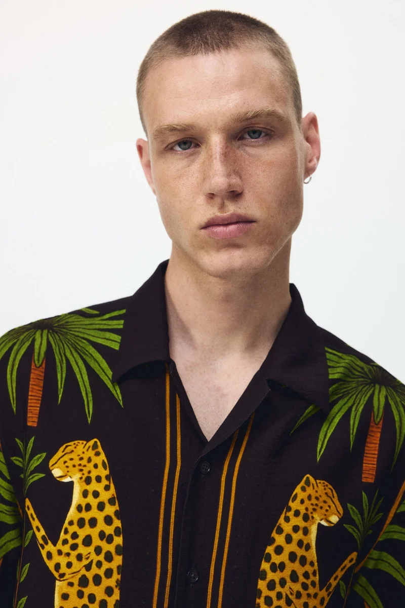 H&M  Relaxed Fit Printed resort shirt for Men | Best Price UAE