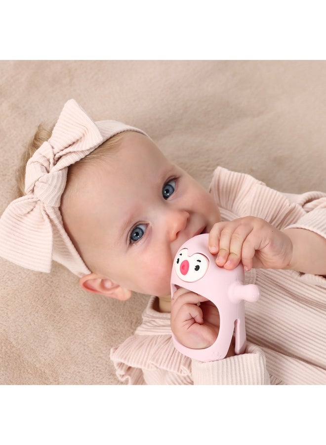 Smily Mia Penguin Silicone Baby Teether – Handheld Teething Toy for 0-6 Months, Pacifier Alternative for Breastfed Babies, Gum Massager & Teething Relief, BPA-Free, Dishwasher Safe, Pink - Image 4