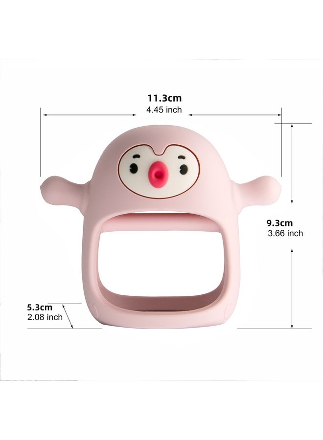 Smily Mia Penguin Silicone Baby Teether – Handheld Teething Toy for 0-6 Months, Pacifier Alternative for Breastfed Babies, Gum Massager & Teething Relief, BPA-Free, Dishwasher Safe, Pink - Image 3