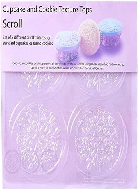 Rustomart Scroll Cupcake and Cookie Texture Tops, Made in China Transparent
