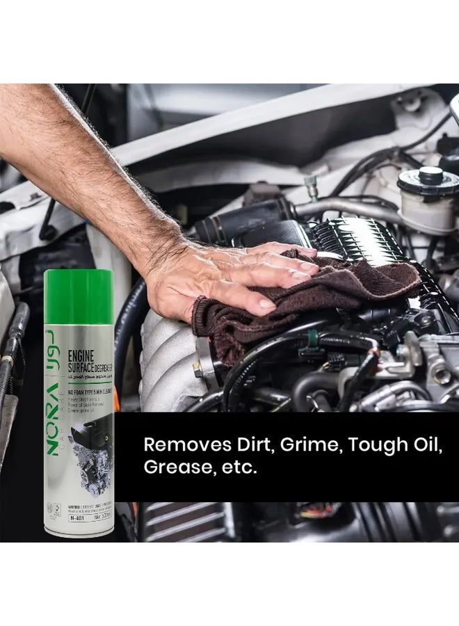 NORA Car Care N-401 Engine Surface Degreaser Spray 500ml Heavy Duty No-Foam Cleaner Car Motorcycle Engines Machine Tools Equipment Removes Tough Oil Grease Grime Dirt Professional Automotive Engine Bay Cleaning Maintenance Detailing Kit Spray - Image 2
