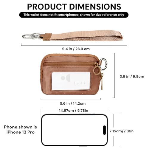 YDF Keychain Wallet Mini Zip Around Wristlet Wallets for Women Detachable Wristlet Portable Coin Purse Small Wallets Brown - Image 2