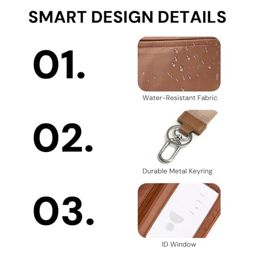 YDF Keychain Wallet Mini Zip Around Wristlet Wallets for Women Detachable Wristlet Portable Coin Purse Small Wallets Brown - Image 3