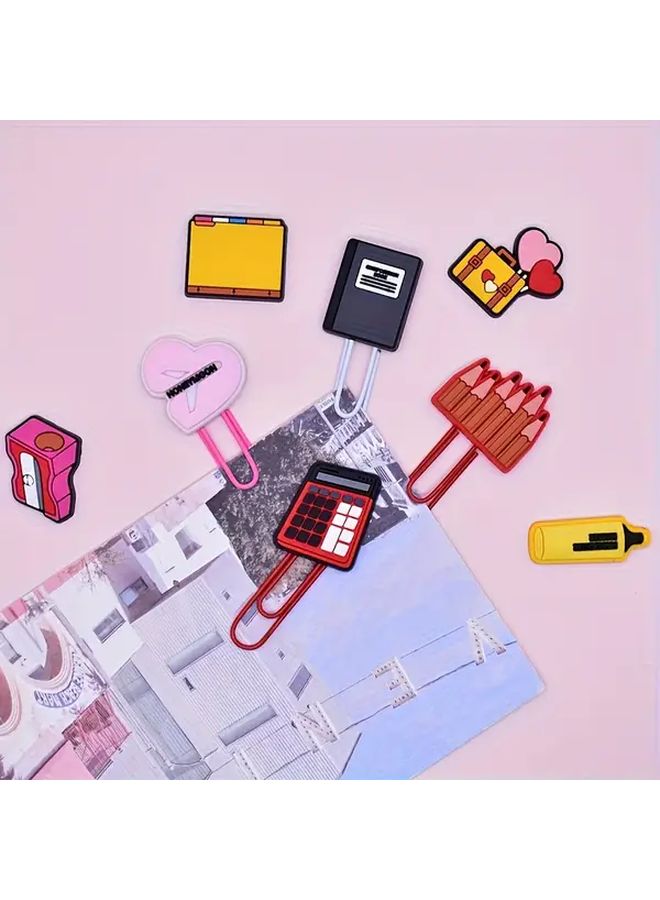 10 Colorful Paper Clips Scissors Pencil Heart Airplane Fun Office Supply Organizing Bookmarks - Image 5
