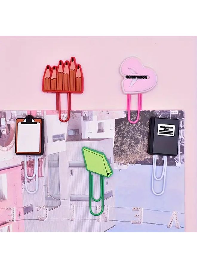 10 Colorful Paper Clips Scissors Pencil Heart Airplane Fun Office Supply Organizing Bookmarks - Image 3