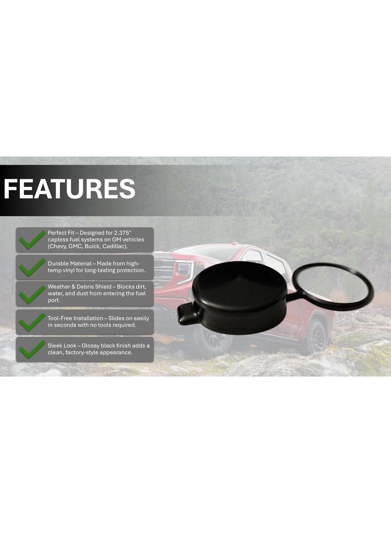 Tethered 2.375inch ID, Capless Gas Cap Dirt, Water & Dust Cover Compatible With GMC, Chevrolet, Buick & Cadillac Capless Gas Cap Fuel Filler Nozzle Cover - Image 4