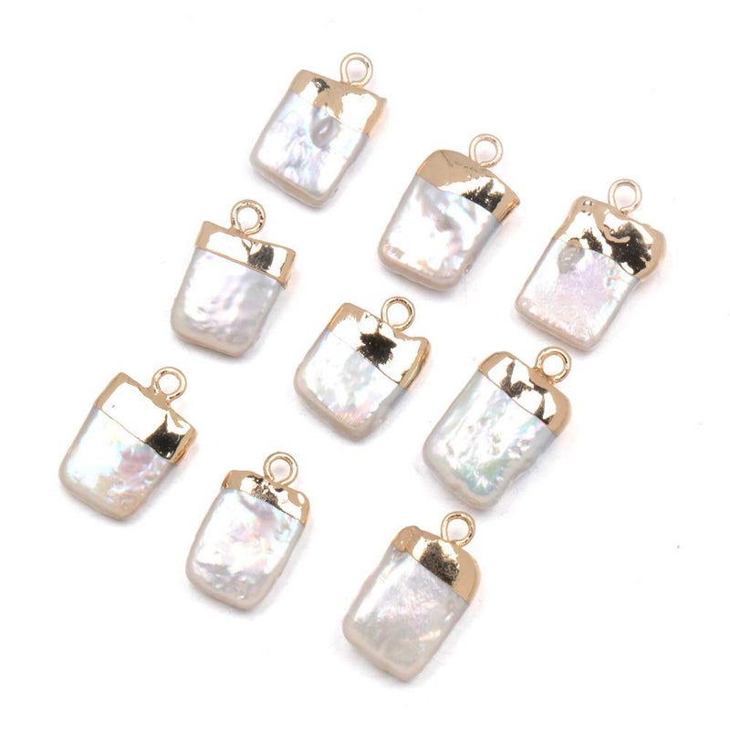 LE SKY 5 Pcs Natural Pearl Pendants Loose Rectangle Pearl Pendant Charms for Jewelry Making Necklace Bracelet DIY - Image 2
