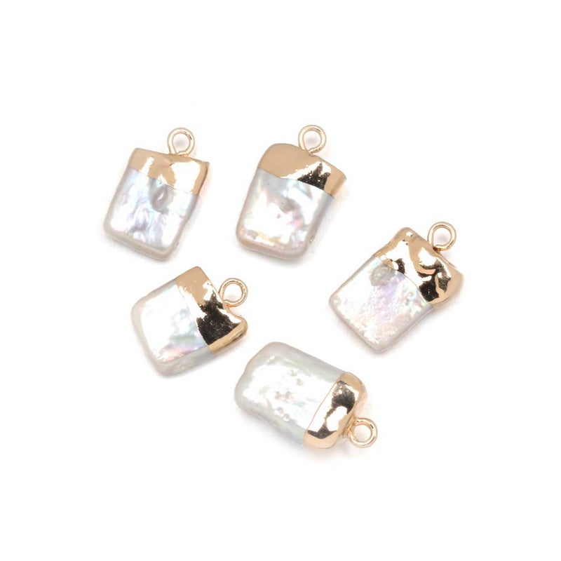 LE SKY 5 Pcs Natural Pearl Pendants Loose Rectangle Pearl Pendant Charms for Jewelry Making Necklace Bracelet DIY - Image 3
