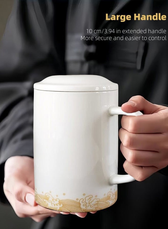 WEOPYCJ Large Ceramic Mug 33oz, Jumbo Coffee Mugs with Handle, Oversized Tea Cup with Lid and Spoon for Office and Home (White) - Image 5