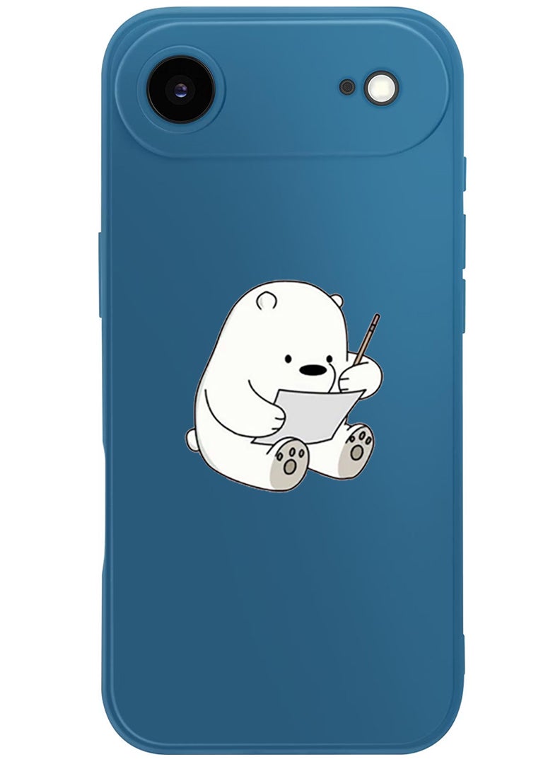 Theodor Protective Slim Fit Case Liquid Silicone Cover with Full Body Protection Anti-Scratch Shockproof Case For Apple iPhone 17 Air (Blue) Panda writing - Image 1