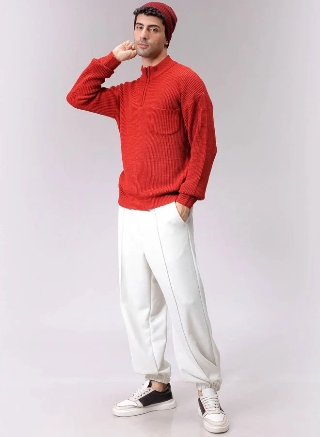 شركة المرآب الهندية Men Oversized Textured High Neck Sweater