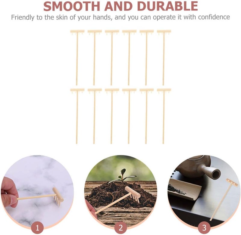 woobles 60 Pcs Mini Zen Mini Zen Garden Rake Sand Tray Rake Sandbox Rake Sand Rakes Bamboo Wood Colorx5pcs 14X3.5CMx5pcs - Image 5