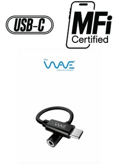 Wave Headphone Adapter for iPhone 15, USB Type C to 3.5mm Female Headphone Jack Aux Audio Adapter Dongle for iPhone 15/15 Plus/15 Pro/15 Pro Max, iPad Pro, MacBook, Galaxy S23, S22 and More Black  - Image 1