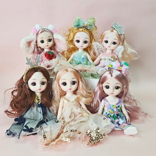 TNDCKP 6 Pcs 6 Inch Princess Girl Mini Dolls Small Princess Little Girl Miniature Dolls for 3 Year Old Girls 1 - Image 1