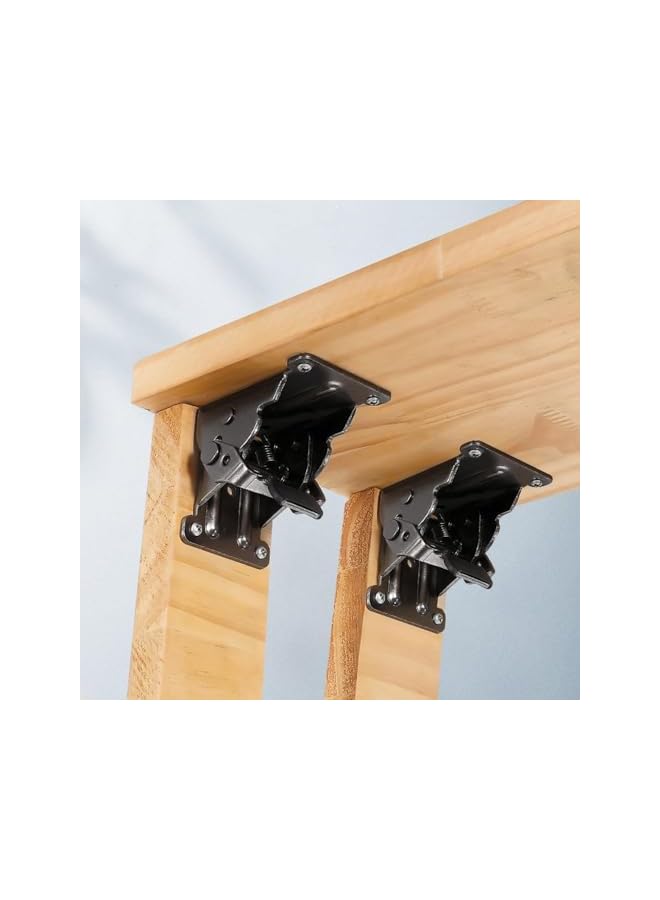 S-TOP Heavy Duty Folding Lock Extension Table Bracket, Black Metal Self-Locking Hinge Support, 4 Pack, for Workbench, Desktop, Shelf, 54mm x 63mm x 66mm - Image 2