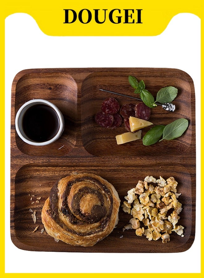 دوغي صينية خشبية ، طبق تقديم متعدد الأغراض للوجبات الخفيفة ، الجبن ، الفواكه ، الخبز ، القهوة والحلويات ، صينية ديكور المطبخ المصقولة الآمنة للطعام ، مثالية للعيد وديكورات رمضان - Image 1