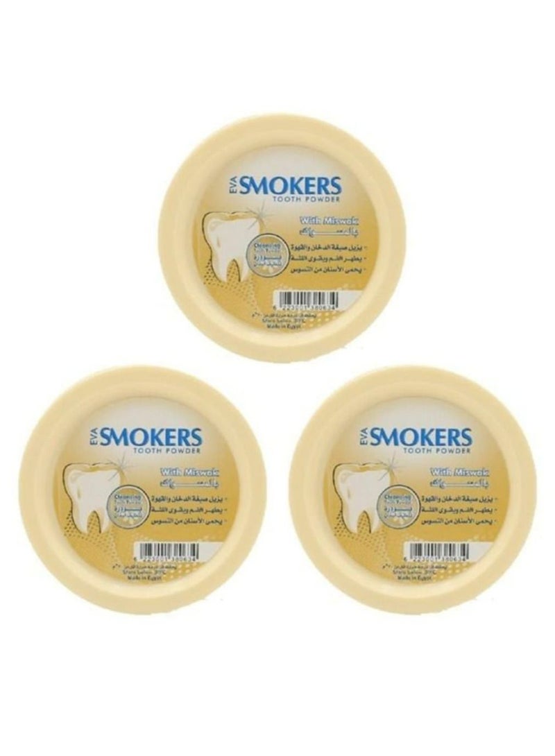 مجموعة من 3 قطع بودرة أسنان بالمسواك للمدخنين 40جم