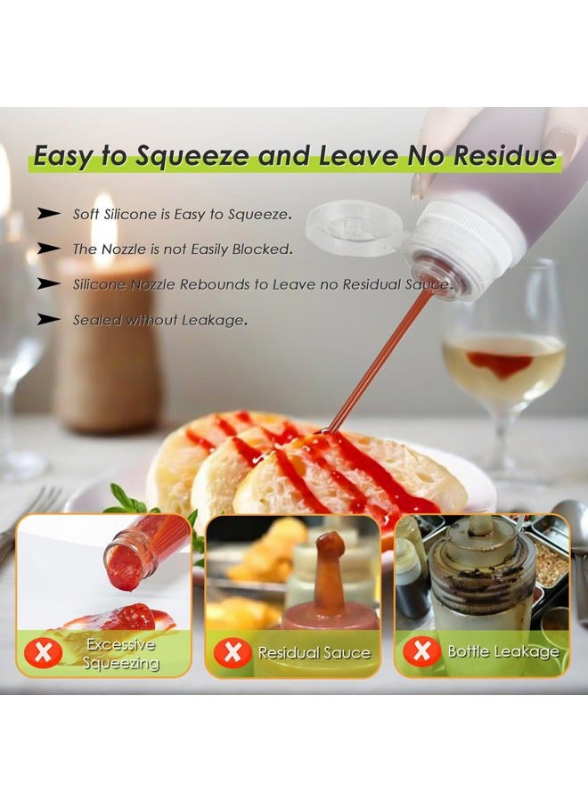 Nacxbwer Condiment Squeeze Bottles for Ketchup Hot Sauce Liquids Oil with Caps for Condensed Milk and Mustard Salad Dressing Dispenser Silicone Bottles (Translucent, 3 oz * 4 Pack) - Image 2
