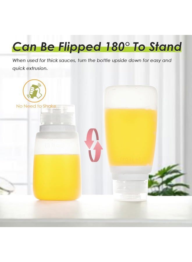 Nacxbwer Condiment Squeeze Bottles for Ketchup Hot Sauce Liquids Oil with Caps for Condensed Milk and Mustard Salad Dressing Dispenser Silicone Bottles (Translucent, 3 oz * 4 Pack) - Image 3