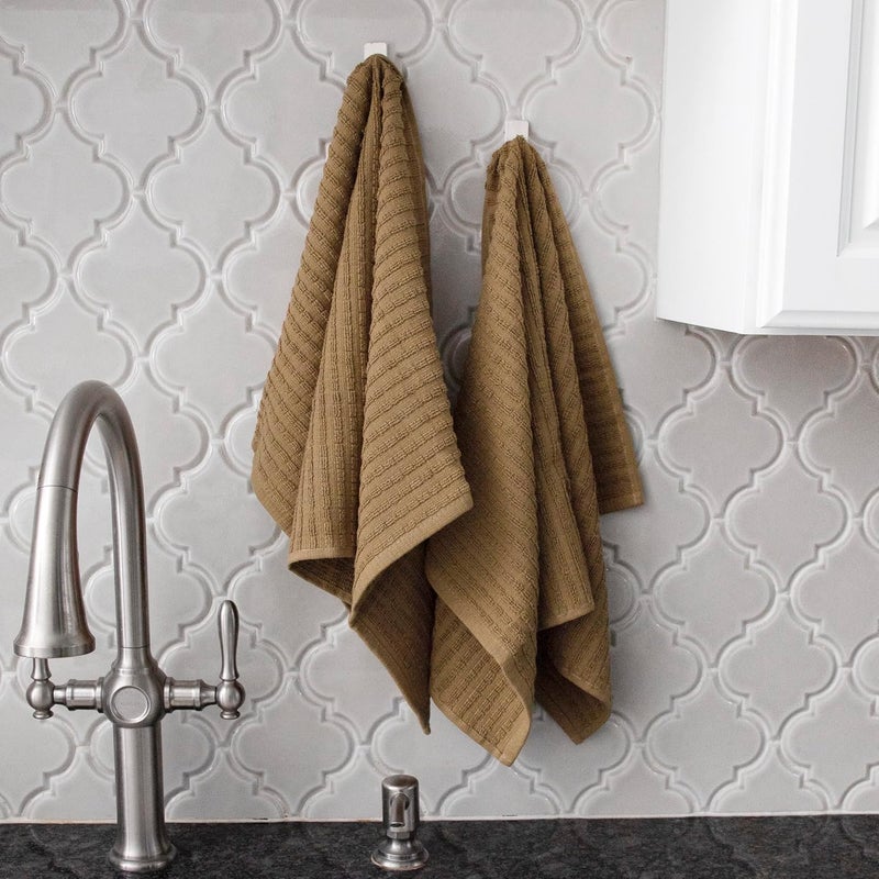 Ritz Royale Collection 100% Combed Terry Cotton, Highly Absorbent, Oversized, Kitchen Towel Set, 28" x 18", 2-Pack, Solid Mocha Brown - Image 5