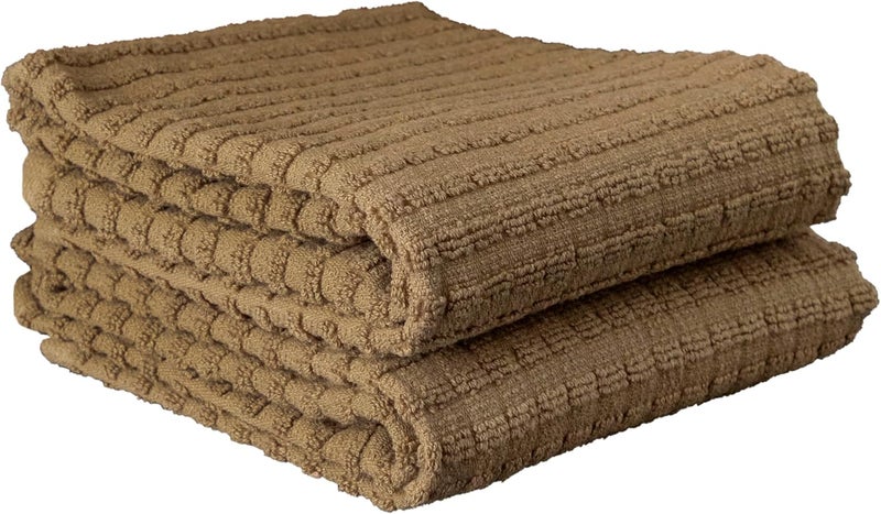 Ritz Royale Collection 100% Combed Terry Cotton, Highly Absorbent, Oversized, Kitchen Towel Set, 28" x 18", 2-Pack, Solid Mocha Brown - Image 1