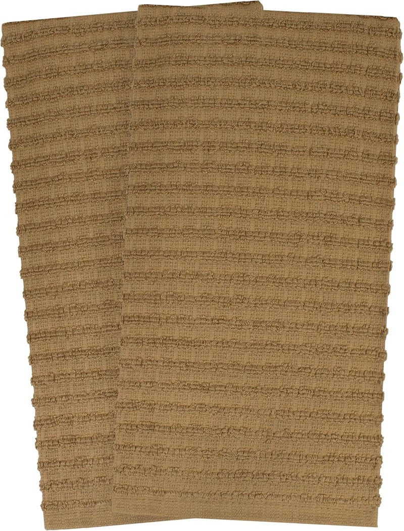Ritz Royale Collection 100% Combed Terry Cotton, Highly Absorbent, Oversized, Kitchen Towel Set, 28" x 18", 2-Pack, Solid Mocha Brown - Image 2