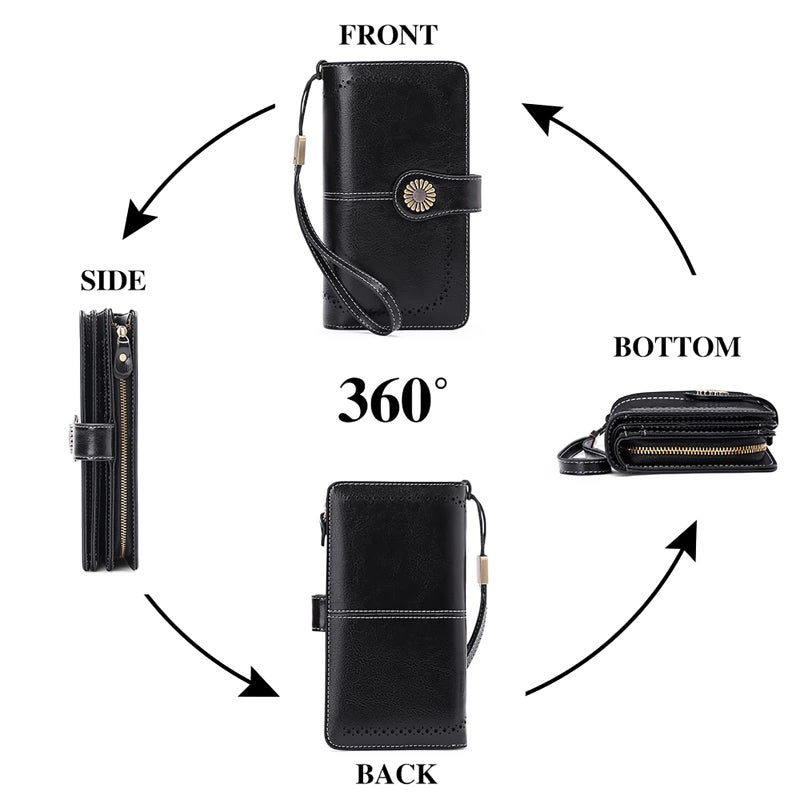 SENDEFN Wallets for Women Leather Credit Card Holder with RFID Blocking Large Capacity Wristlet - Image 5