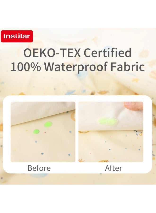 insular Long Sleeve Baby Bib, Waterproof Adjustable Smock with Cute Print, Full Coverage Feeding Coverall for Toddlers 6-54 Months(Strawberry) - Image 5