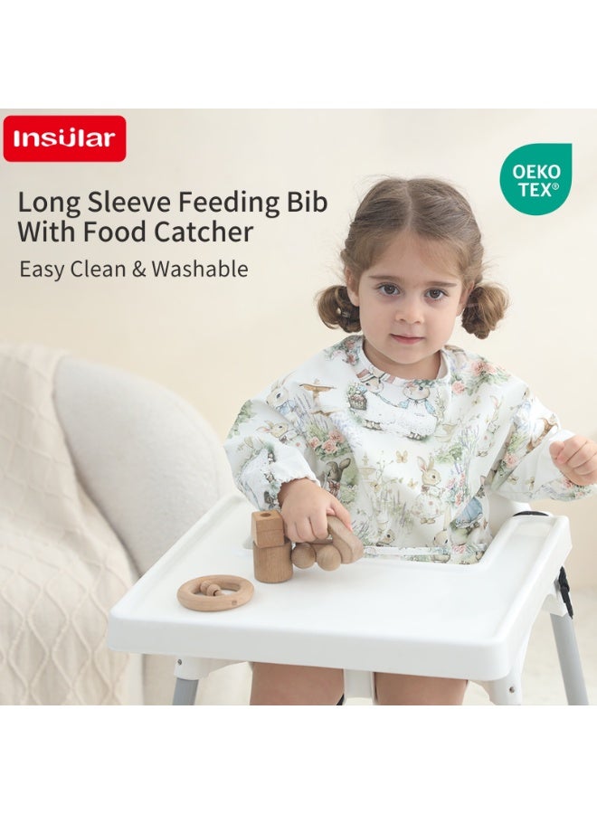 insular Long Sleeve Baby Bib, Waterproof Adjustable Smock with Cute Print, Full Coverage Feeding Coverall for Toddlers 6-54 Months(Strawberry) - Image 3