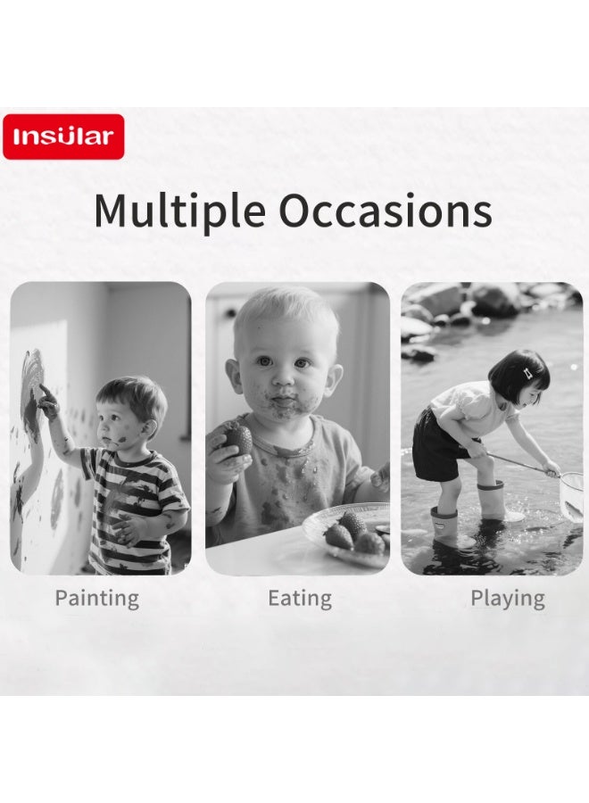 insular Long Sleeve Baby Bib, Waterproof Adjustable Smock with Cute Print, Full Coverage Feeding Coverall for Toddlers 6-54 Months(Strawberry) - Image 4