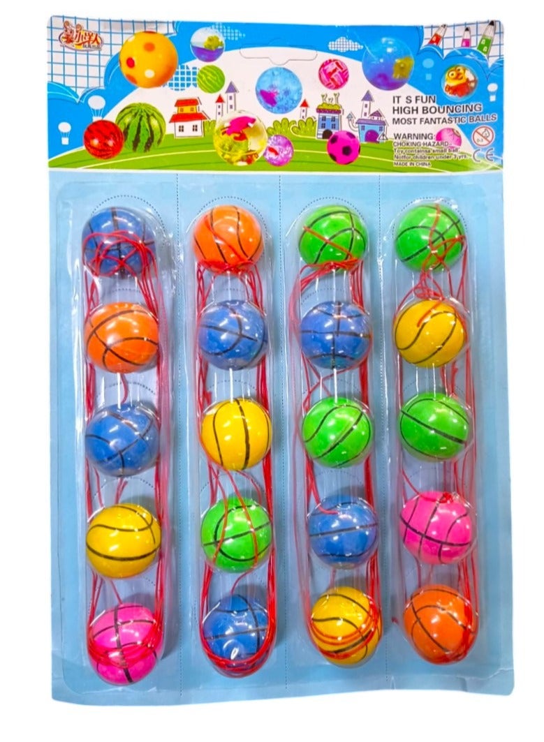 Toy Box Children's Jumping Rubber Balls Toys Multicolor Pack of 20 Pcs  - Image 1
