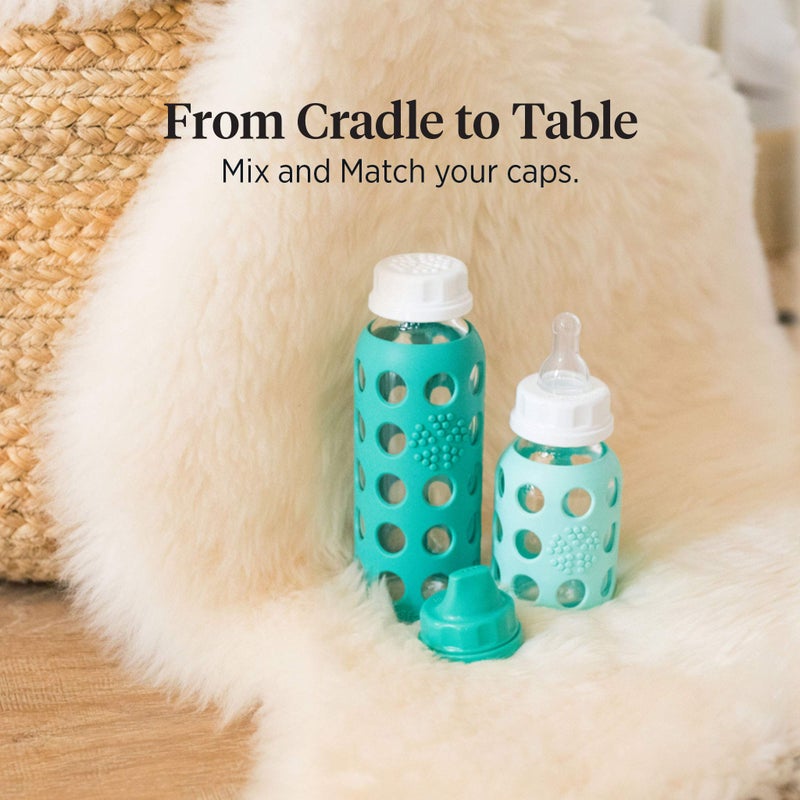 Lifefactory 9-Ounce Glass Water Bottle with Flat Cap and Silicone Sleeve Kale - Image 2