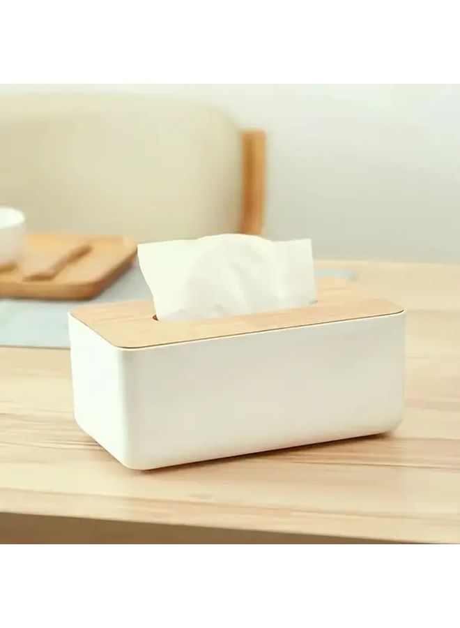 White Square Tissue Box Cover With Lid Bathroom Paper Holder - Image 5