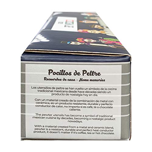 BY MEXICO Los Catrines Mini Pocillo de Peltre, 2.7 oz. White Skeleton Mugs - Set of 4 - Image 5