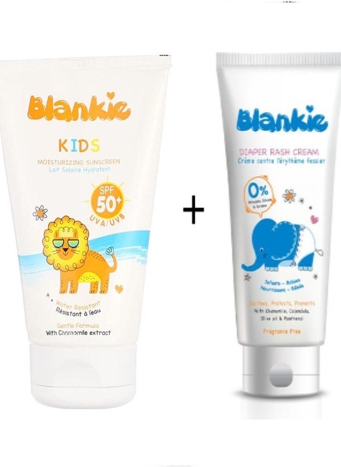 Blankie Blanky Kids Sun Protection Cream Moisturizer 120 ml + Blanky Kids Daily & BLANKIE Baby Diaper Rash Cream 75 ML 